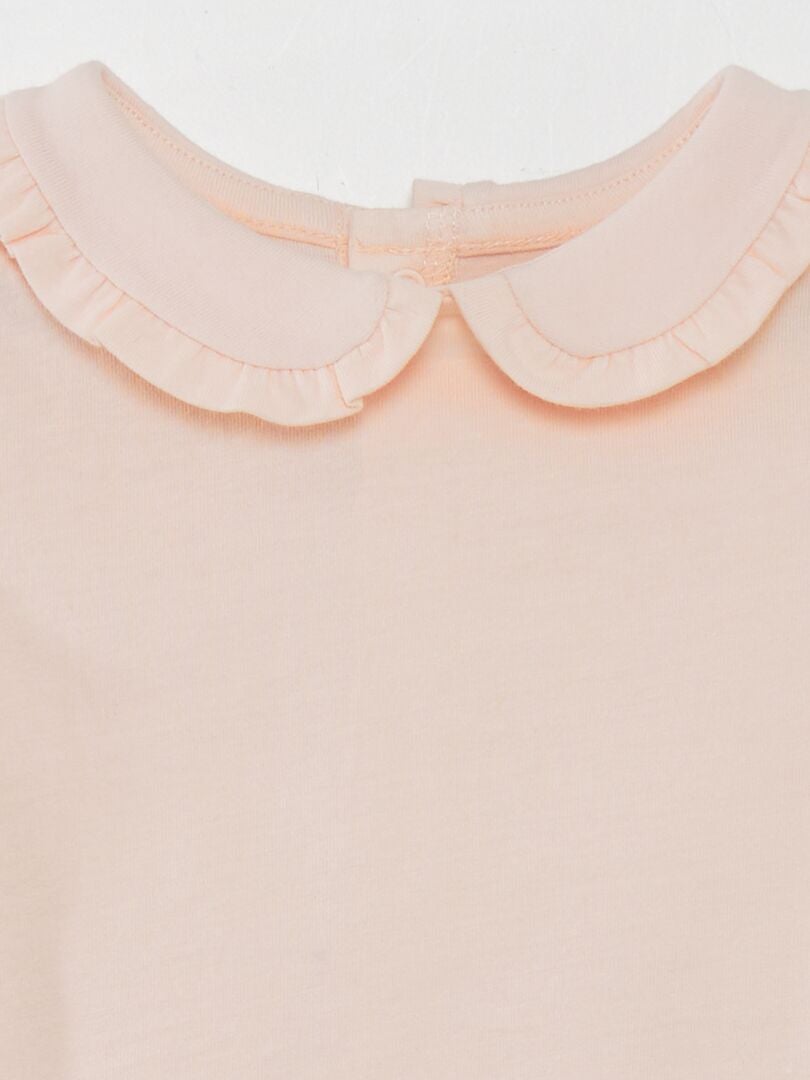 T-shirt met Claudine-kraag - ROZE