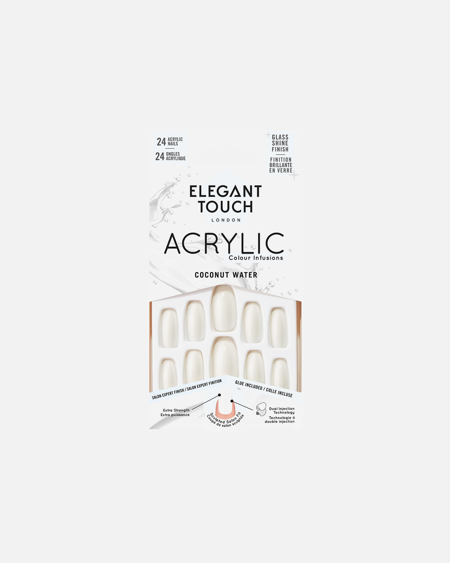 Ongles artificiels Elegant Touch à l'eau de coco - 1 pièce