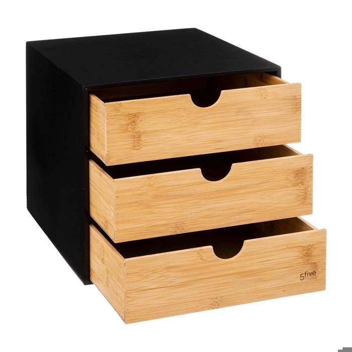 Rangement 3 tiroirs bambou 