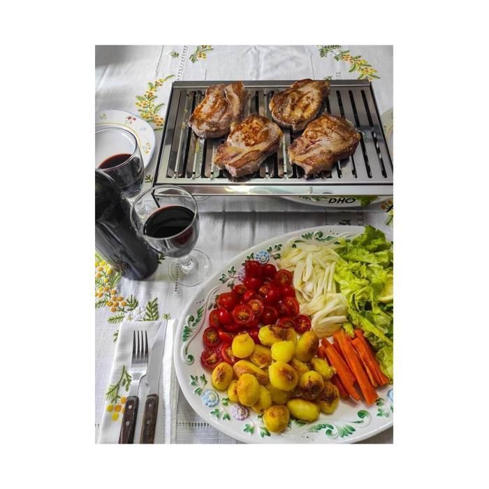 Barbacoa de carbón portátil compacta y moderna de acero inoxidable, DON HIERRO.