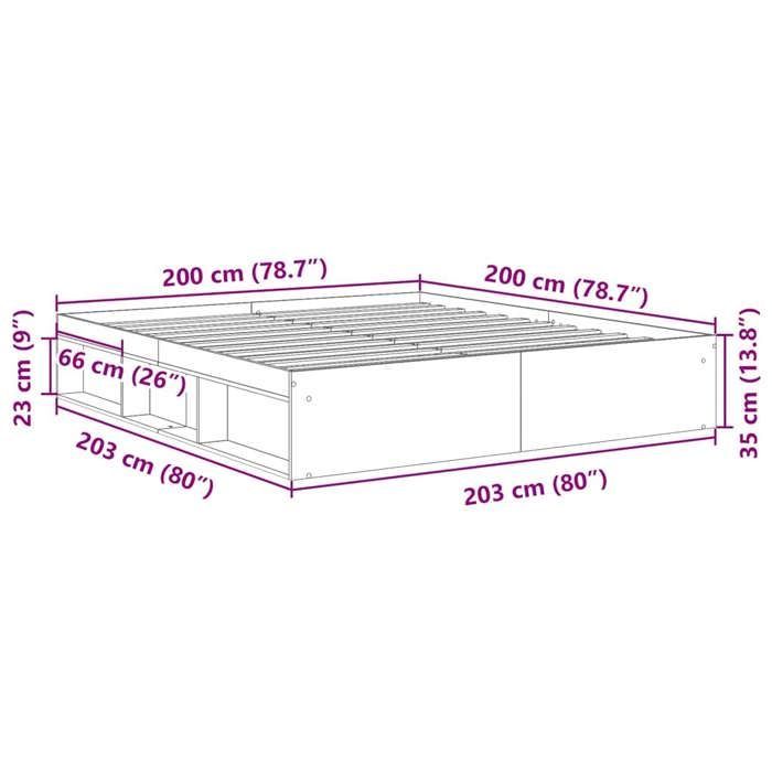 Cama de madera gris de 200 x 200 cm - Estable y duradera - Estructura de cama - Colchón no incluido - Sonoma gris 200x200 cm 001_144969