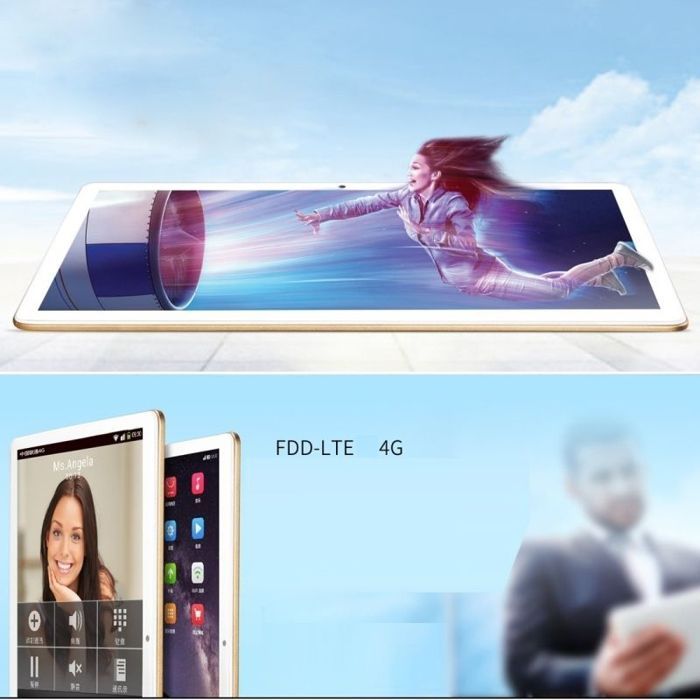 Tablet Android de 10 polegadas, 4G, 7.0 Octa Core, 2GB de RAM, Bluetooth, GPS, 32GB, Dourado + Cartão SD de 128GB (YONIS)