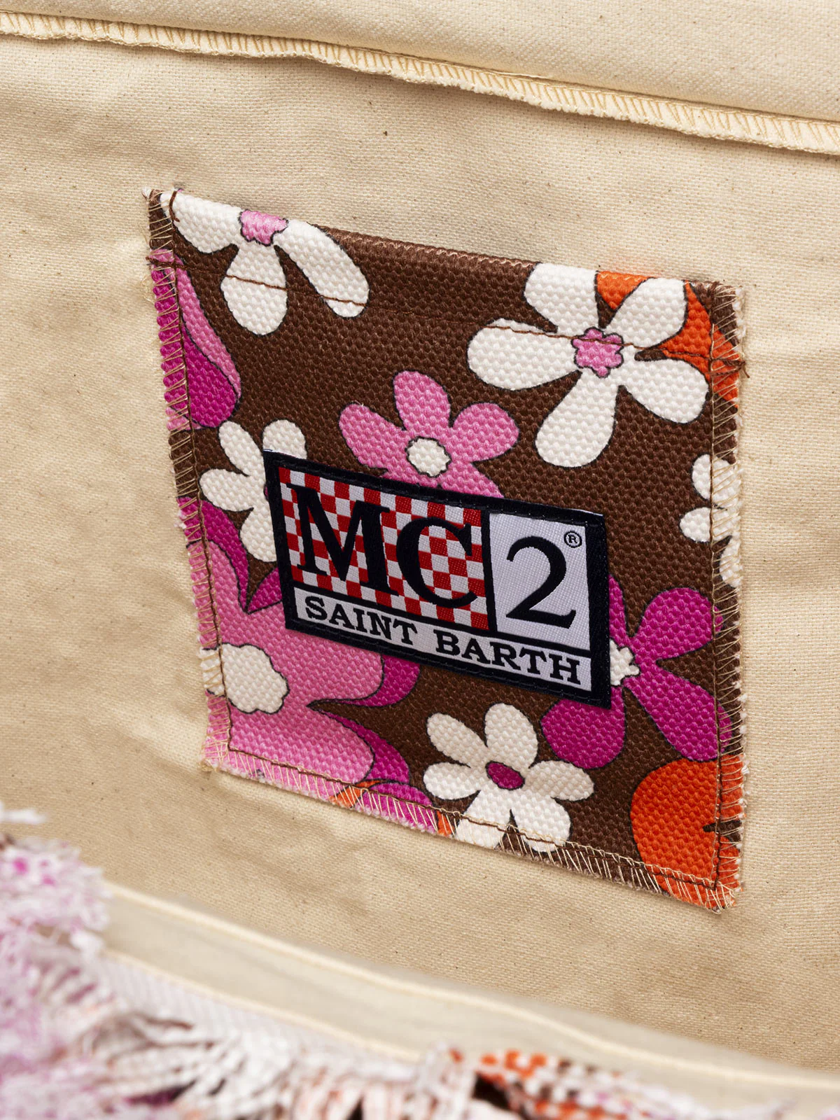 Tragetasche aus Baumwoll-Canvas mit Retro-Blumenmuster