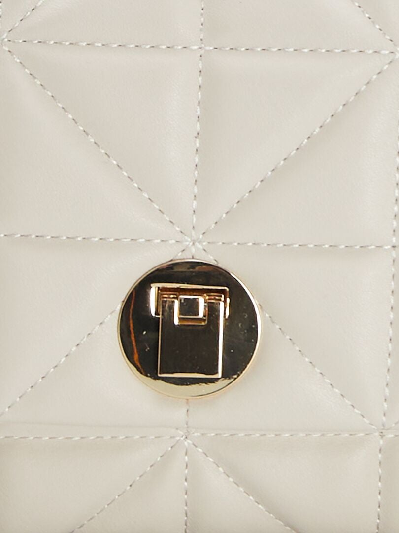 Schoudertas met doorgestikt effect - beige