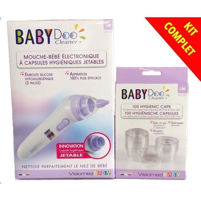 Visiomed - BABYDOO Cleaner Baby Nasal Aspirator MX ONE + BABYDOO Cleaner Nasal Aspirator Tips Boxes of 100 Hygienic Capsules