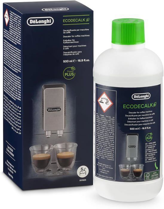 De'Longhi EcoDecalk -kalkinpoistoaine DLSC500, 5 kalkinpoistoannosta, pullo, jossa 5 annosta, 500 ml