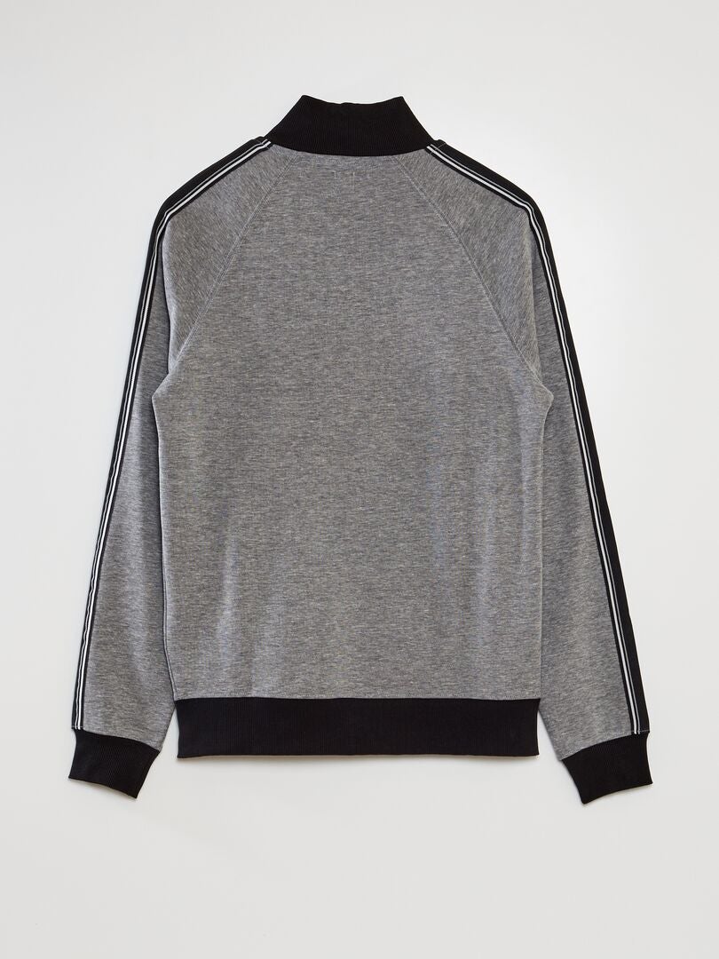Interlock sweatshirt met contrasterend lint - GRIJS