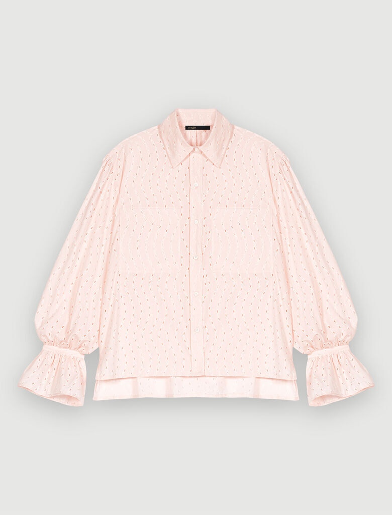 Roze shirt met Engelse borduursels - Roze