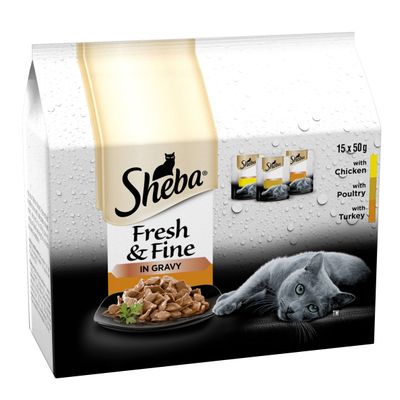 Sheba Fresh & Fine en salsa, mini bolsitas, 15 x 50 g