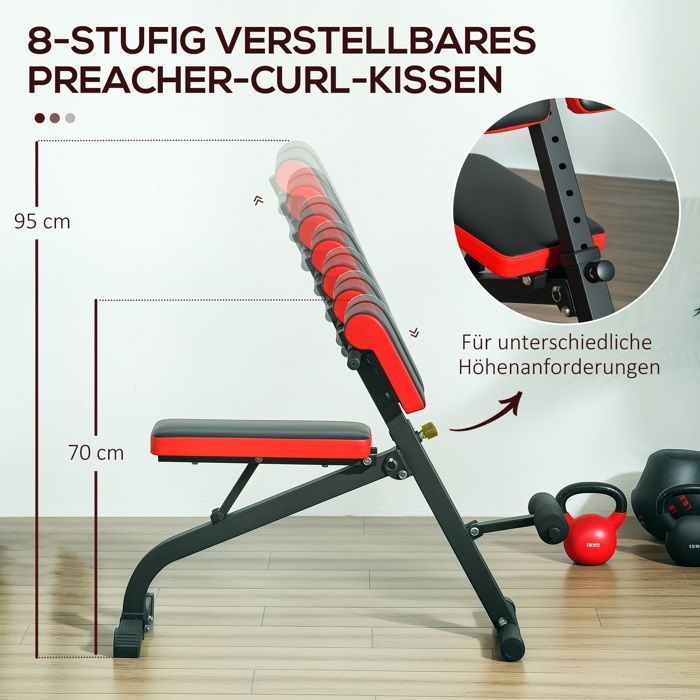 Panca pesi pieghevole - 8 livelli regolabili - Può essere utilizzata come panca per allenamento con i pesi - allenamento muscolare