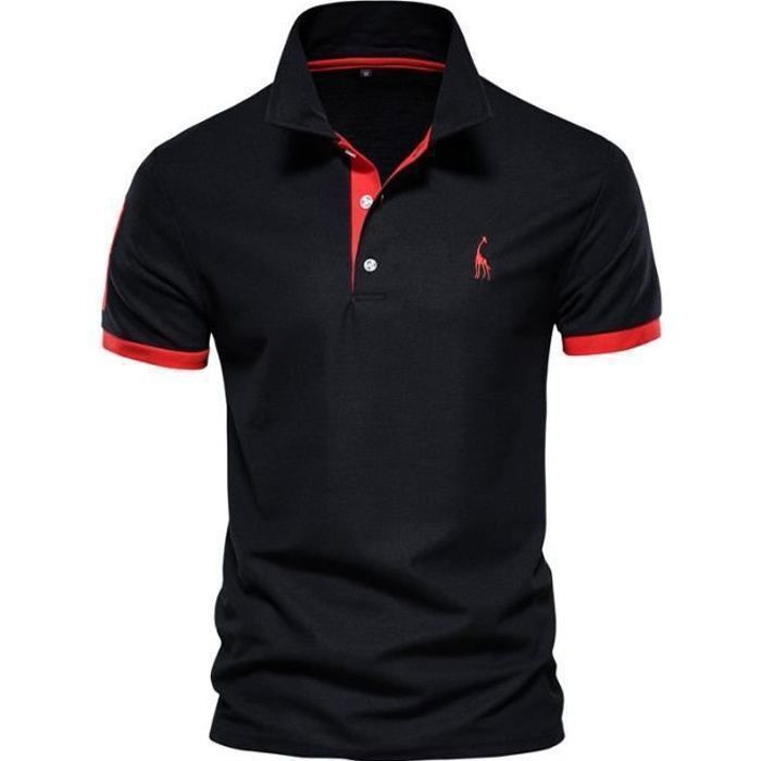 Polo de manga corta para hombre, estilo casual deportivo, corte ajustado, ideal para golf y tenis - Negro
