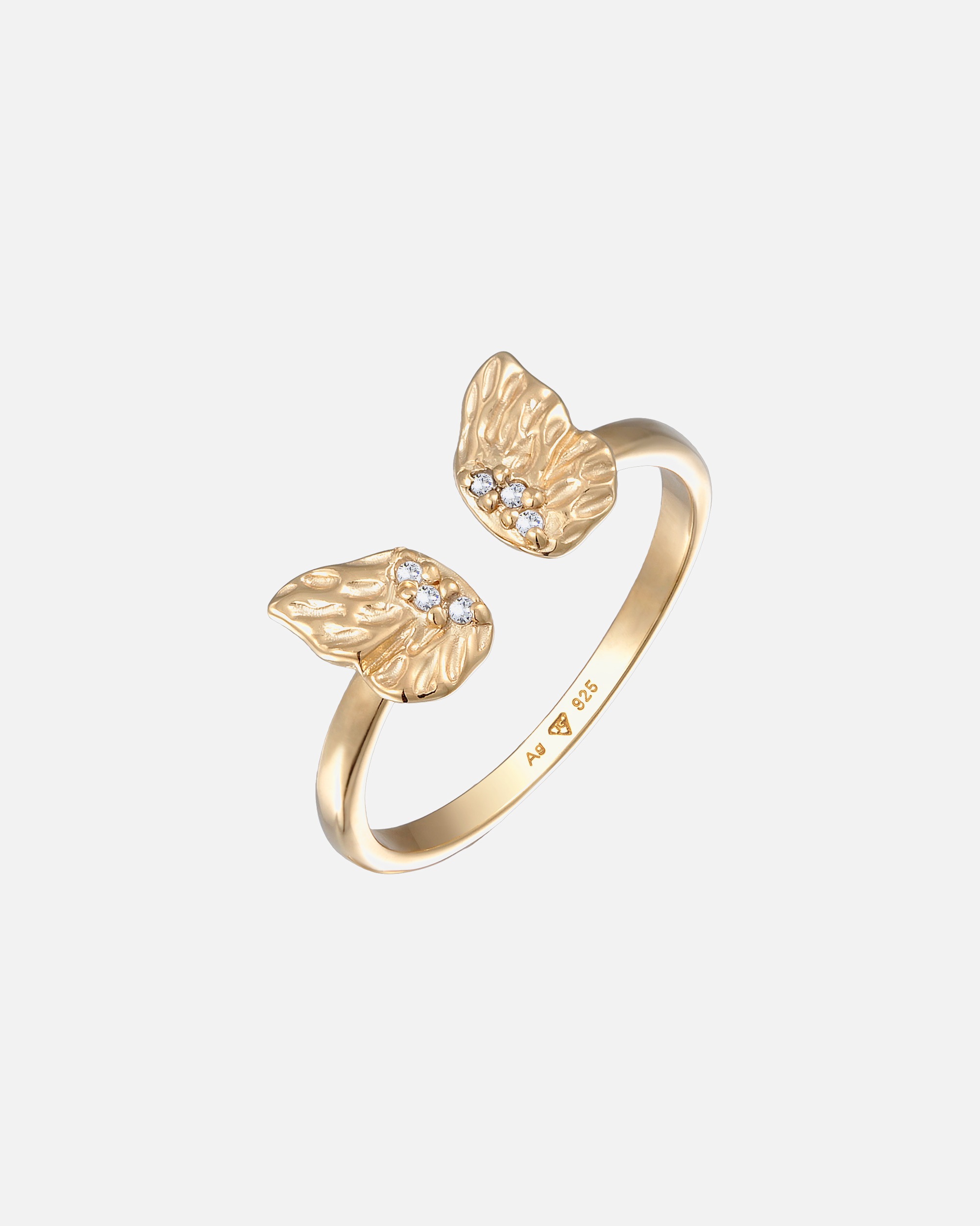 Elli Femmes Ouvert ailes de papillon avec zircon en argent sterling 925 plaqué or