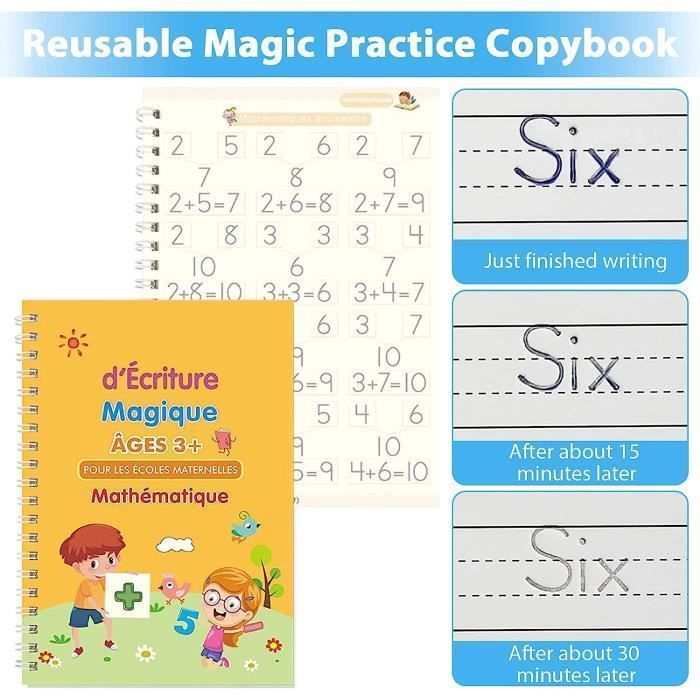 Quaderno magico per imparare a scrivere - 4 pagine riutilizzabili - Per bambini - Quaderno multicolore