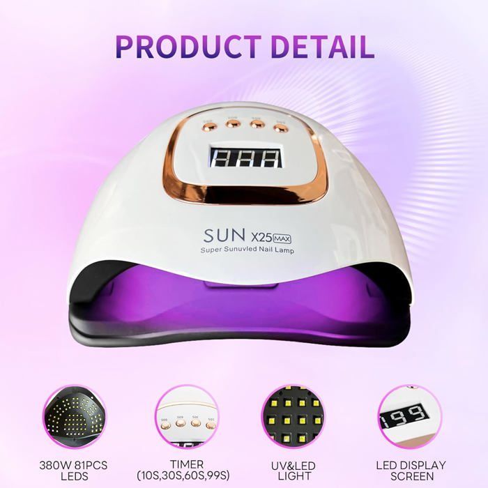 380W UV LED Nail Lamp, Gel Nail Polish Dryer with 81 Beads, UV Nail Lamp with 4 Timer Settings, LCD Screen