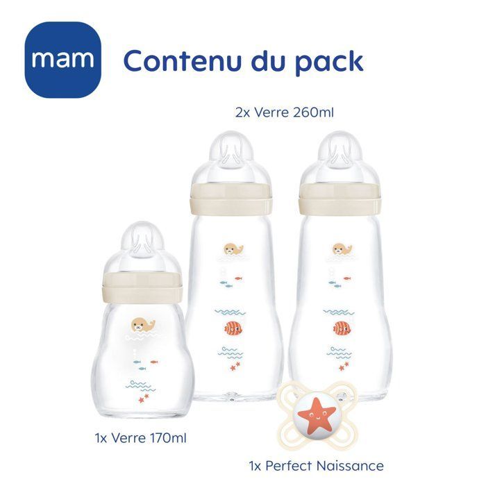 Caixa de vidro para mamadeiras MAM para recém-nascidos