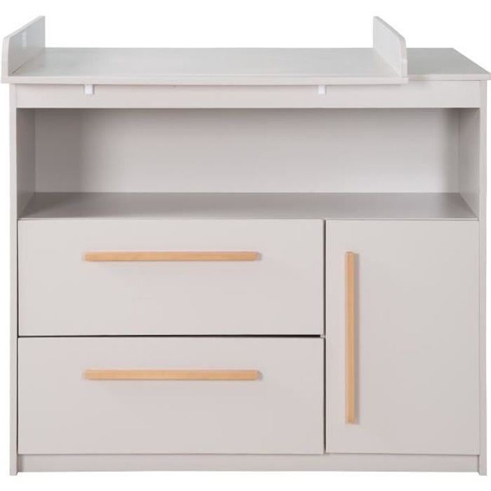 ROBA Lea Changing Table - Removable Top - Solid Wood Handles - Changing Height 90 cm - Light Grey
