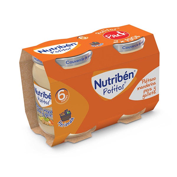 Barnmatssnacks med banan, mandarin, päron och kaka | 190 g