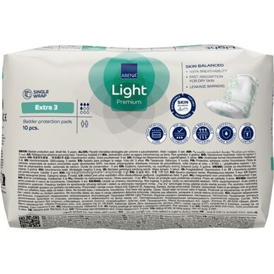 Abena Light Premium Discreet Single Wrap Extra 3 Compresas diarias discretas y transpirables 10 unidades 10 unidades