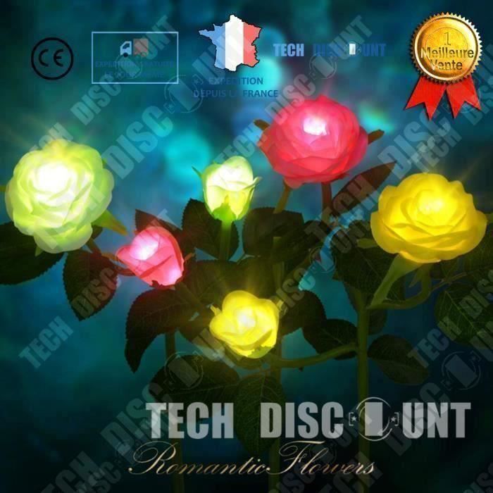 Lámpara LED solar para jardín TD® para exteriores, ramo de 3 flores artificiales decorativas en maceta, farol de jardín para patio.