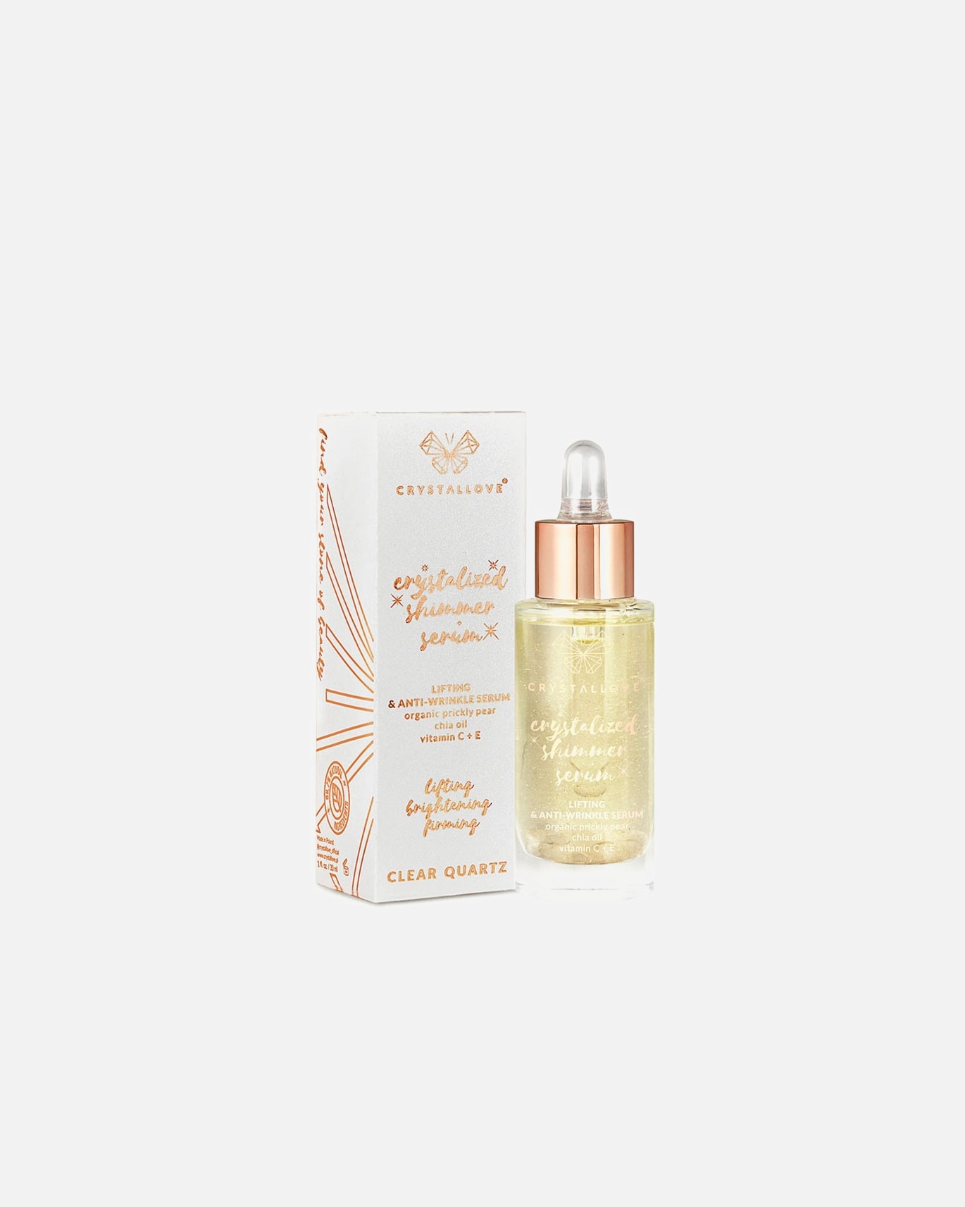 Sérum hidratante Crystallove, sérum con brillo de cuarzo transparente – 30 ml