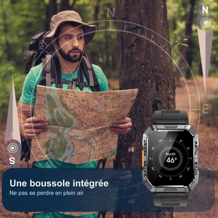 Blackview Men's Smartwatch with Bluetooth Calling, Emergency Flashlight, Compass, 900mAh Battery, 2.01