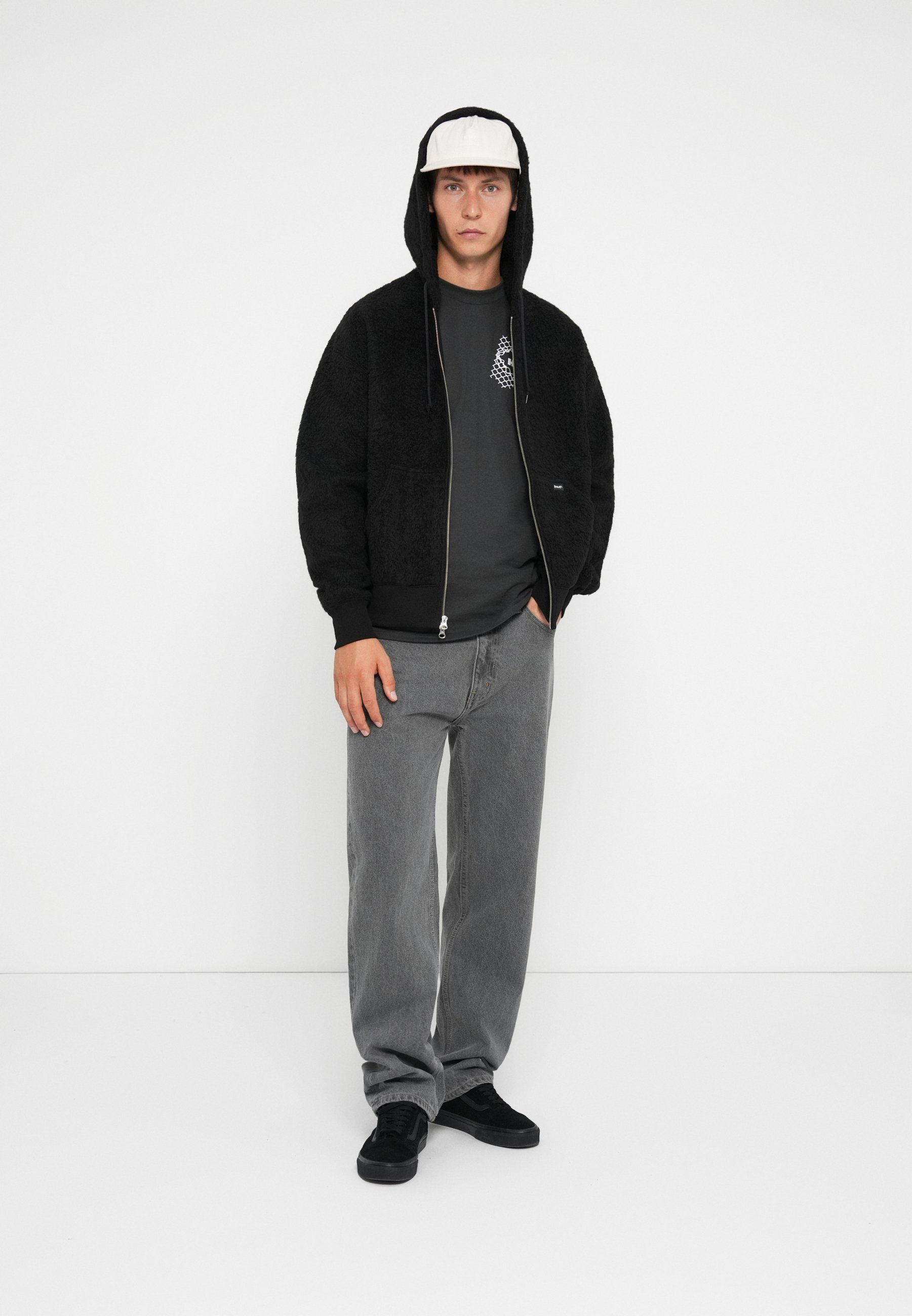 HUF CORSO HOODIE UNISEX - Bluza rozpinana - czarna