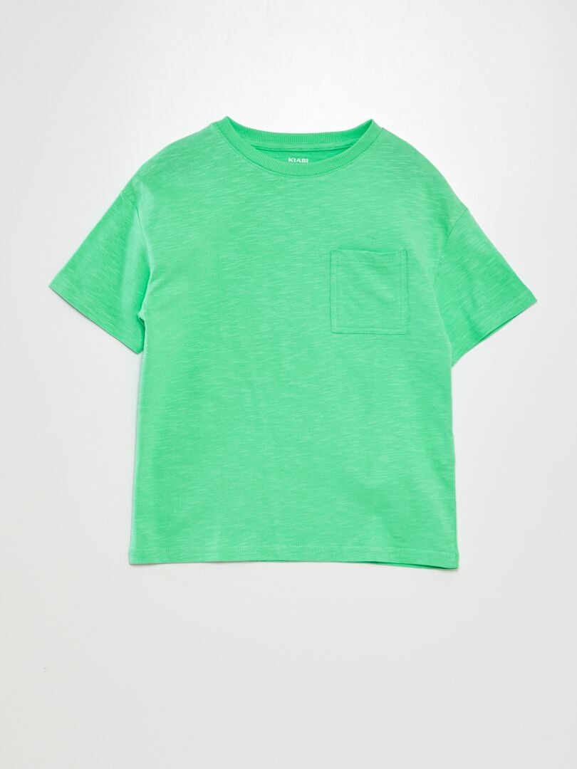 Camiseta de gola redonda larga - VERDE