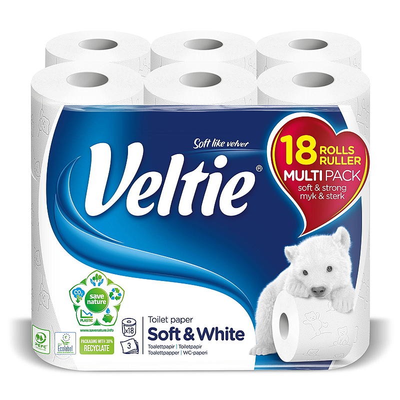 Veltie Toalettpapper 18-pack vitt Veltie