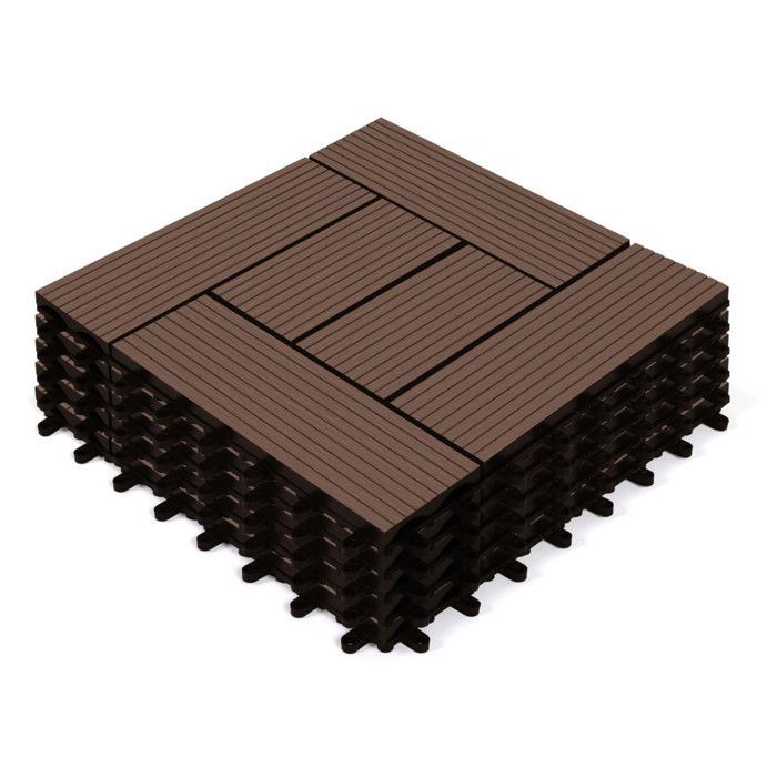 IDMARKET 5 kpl WODHY-ristikkomosaiikkilaattoja, taupe-komposiittipuuta, 30 x 30 cm