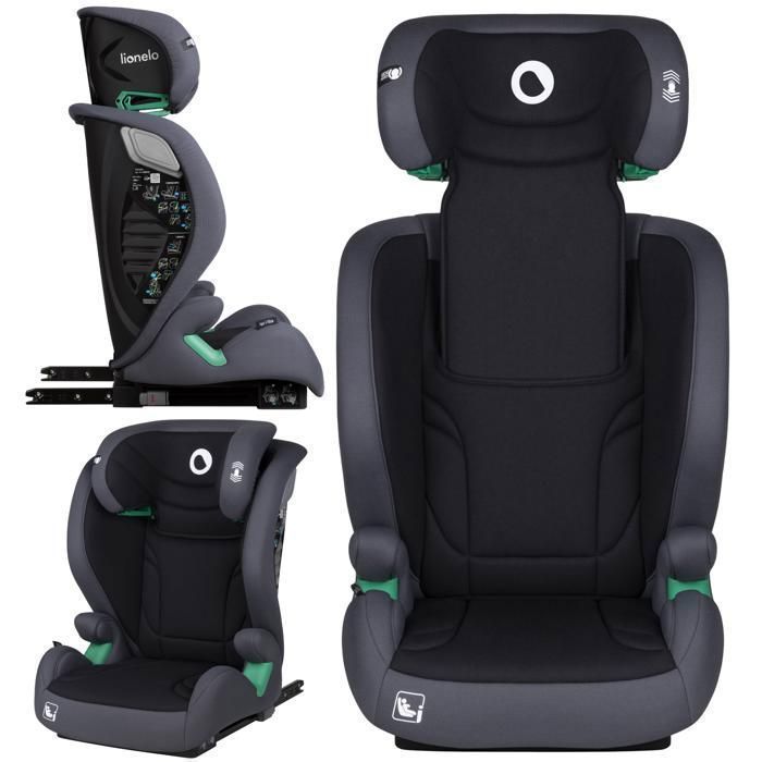 Silla de coche ISOFIX - LIONELO Igo i-Size - Asiento ancho - 100-150 cm - Protección lateral adicional - Grupo 2/3 - Gris