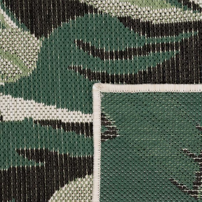 Alfombra de exterior Paco Home para patio, sala de estar, cocina, estampado bohemio de la jungla, diseño de palmeras, verde, 150 cm x 150 cm