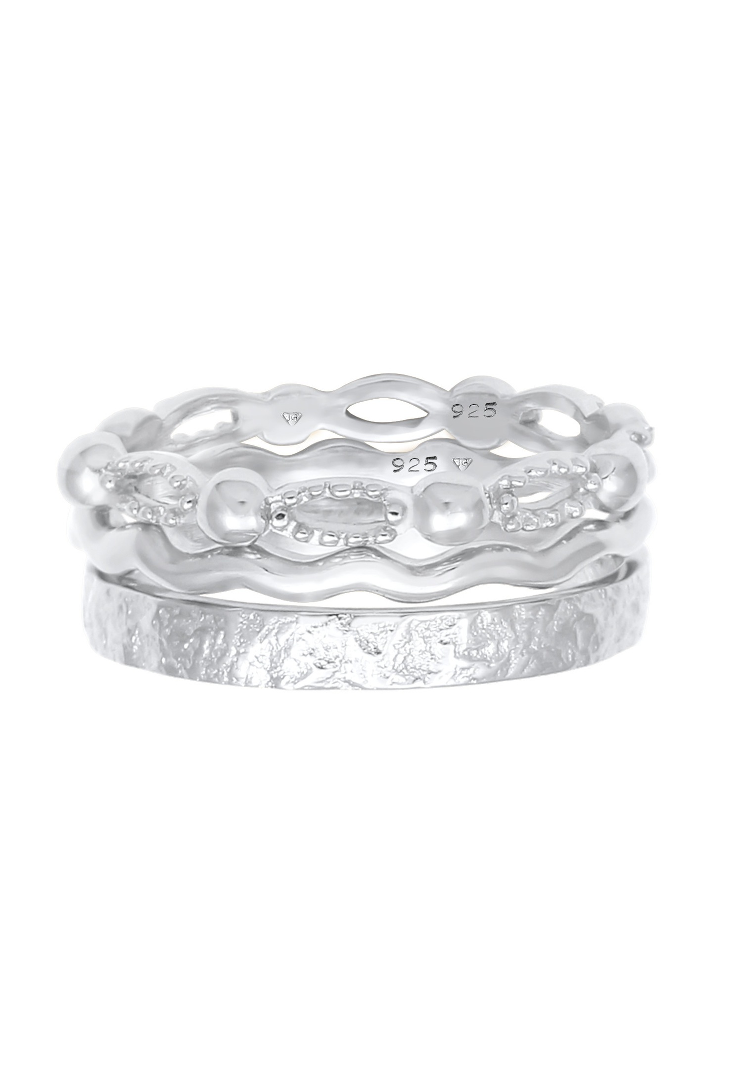Elli Boule à vagues Bague pour dames en 925/1000 argent massif