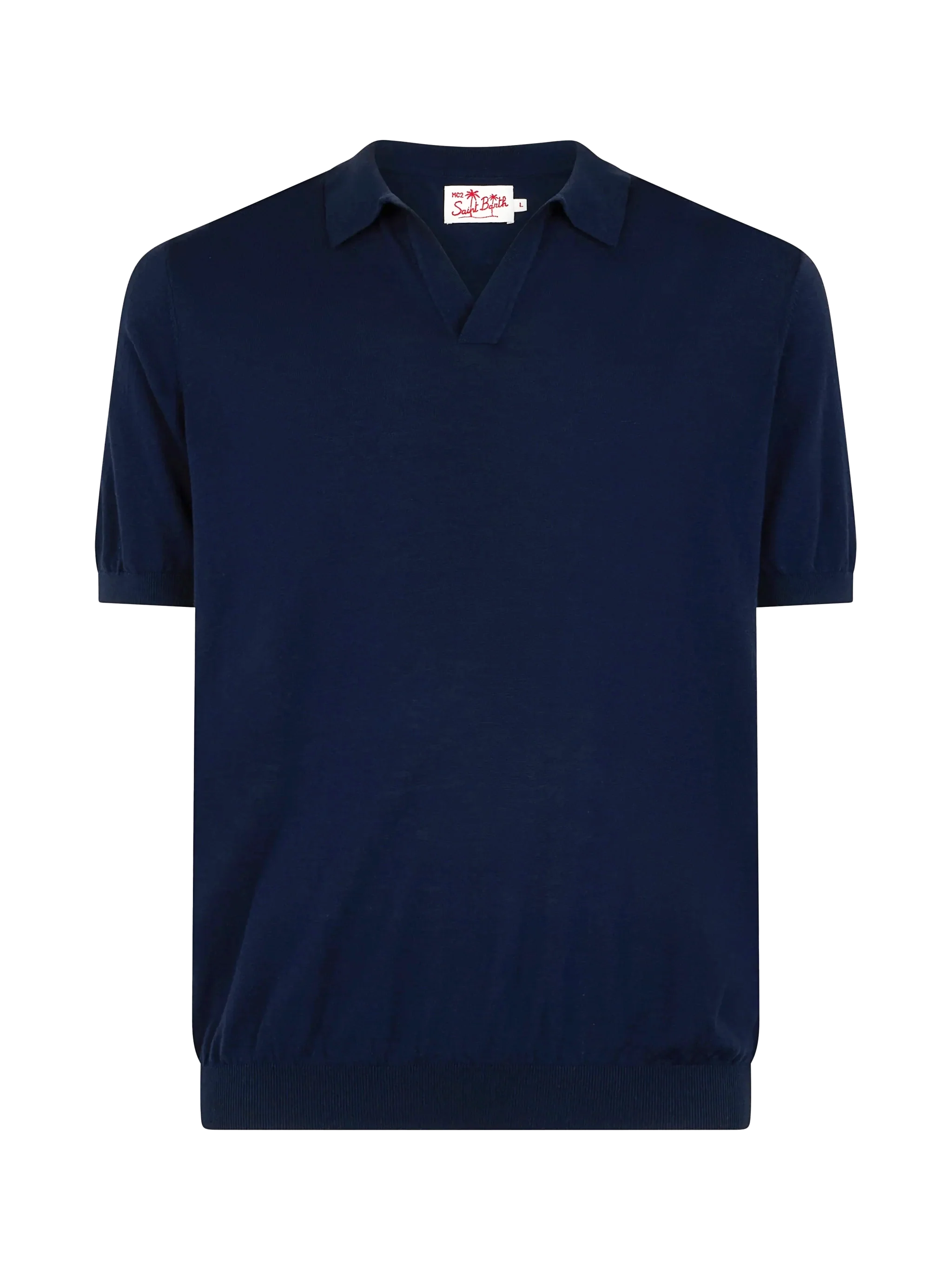 Sloan polo zonder knoopjes in marineblauw gebreid