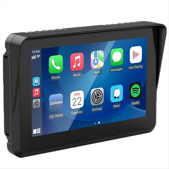 Pantalla táctil de 5 pulgadas, GPS, CarPlay para motocicletas, estéreo portátil inalámbrico con CarPlay y Android Auto, resistente al agua, Bluetooth dual