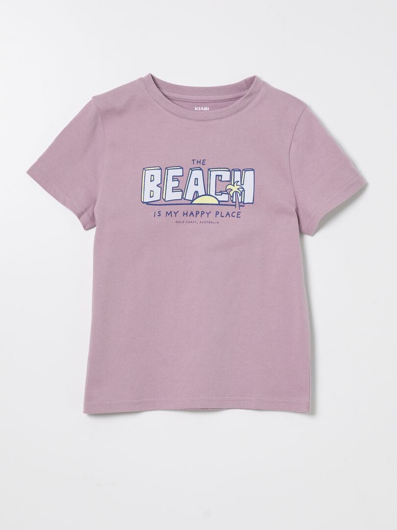 Camiseta de manga curta e gola redonda - ROXA