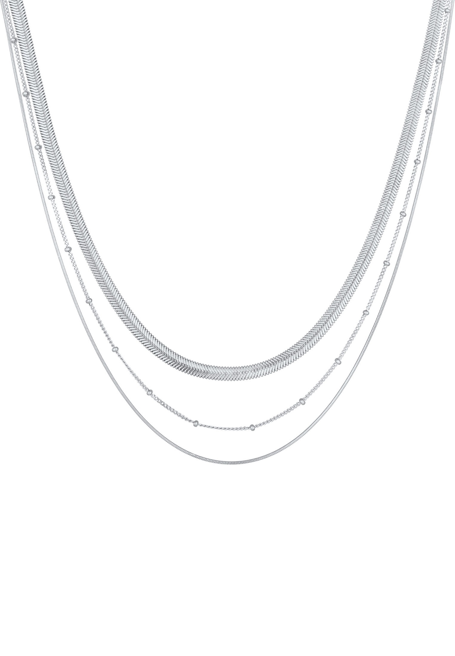 Elli PREMIUM Femme Layer Flat Round Ball Chain Trend Blogger en argent sterling 925 plaqué or