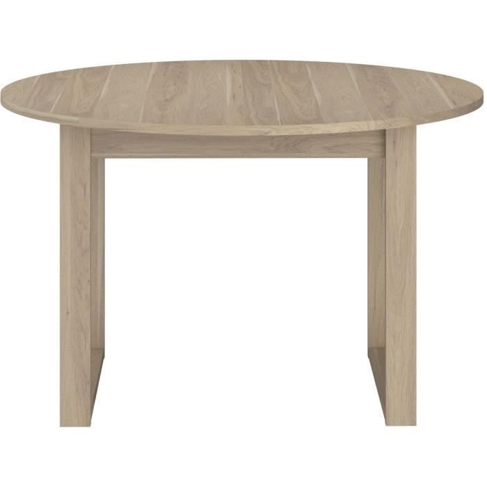 Mesa de comedor extensible - BETTY - Redonda - Acabado en roble - Capacidad para 4/6 personas - 120/155 x 120 x 75 cm - PARISOT