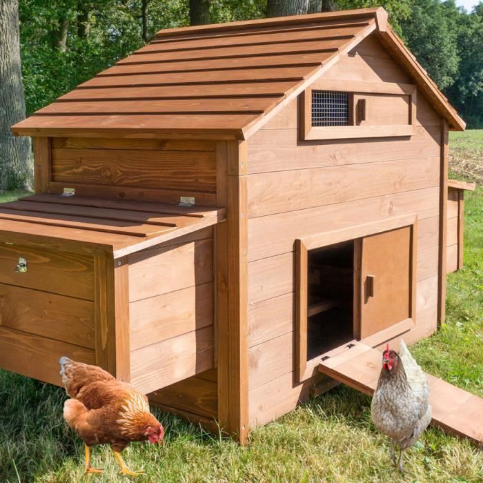 Poulailler en bois pour jardin extérieure cage canard équipé 2 nichoirs 185 x 84 x 112 cm Modèle 154 Ferme de terrain