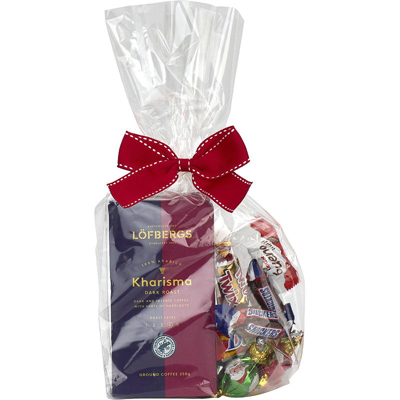 Presentförpackning 250 g kaffe och 110 g blandad choklad