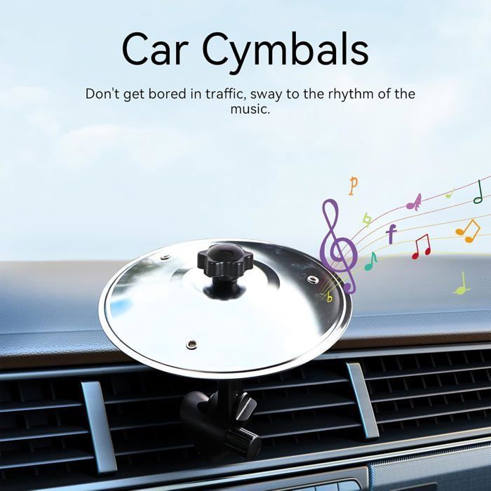 Cymbale Crash Voiture, Lot de 2 Mini Cymbale Tambour, Batterie Musique Metronome pour Grille d'Aération de Voiture(Argent)