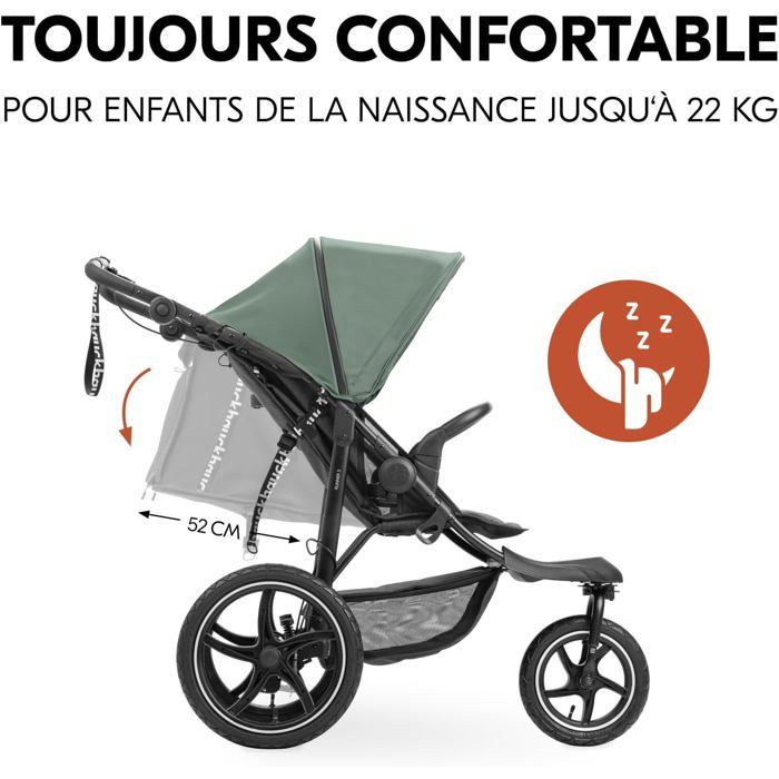Poussette 3 Roues hauck Runner 3 Jungle Green - Confort et Maniabilité