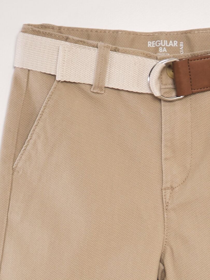 Pantalones cortos chinos + cinturón - BEIGE