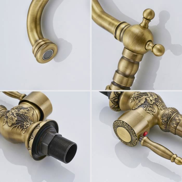 Retro Bathroom Sink Faucet with 360° Swivel Spout, High-Arc Mixer Tap, Brass Bathroom and Kitchen Sink Mixer Tap