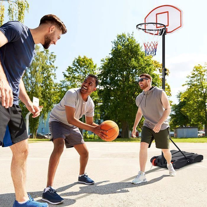 Aro de baloncesto independiente COSTWAY para niños y adultos, altura ajustable de 179 a 208 cm, para uso interior y exterior, con ruedas y 2 redes.
