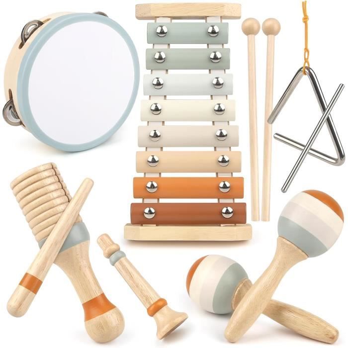 Instrumento musical - Juguete para bebés - Xilófono y maracas - Madera Montessori - 3 años - Unisex