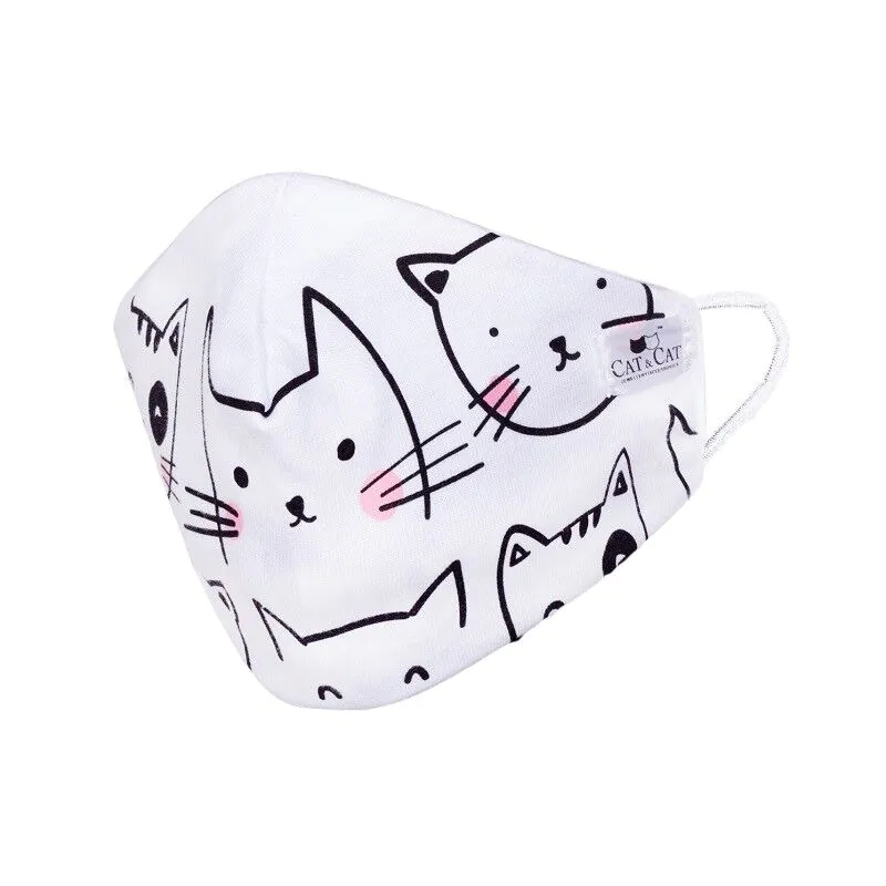 Cat & Cat Maseczka Wielorazowa Kotki Biała