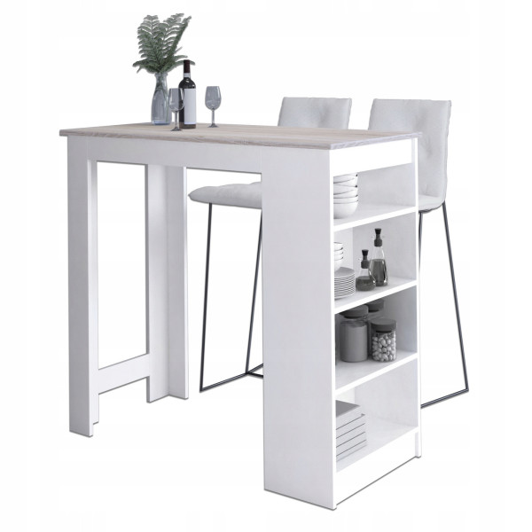 Stolik barowy AKORD Biały, Dąb Sonoma 115 cm 115x50x103 cm