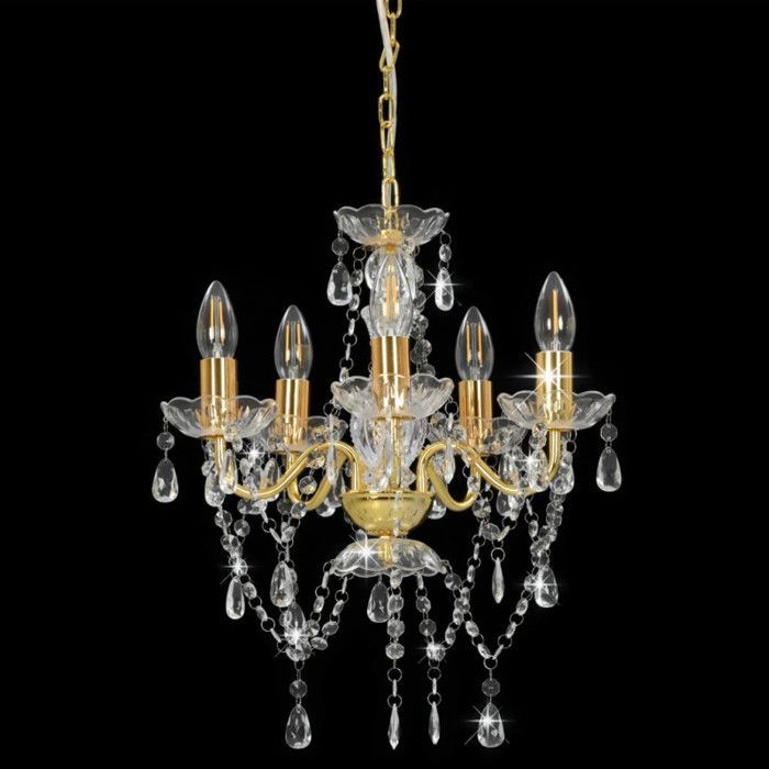 vidaXL Lustre avec Perles de Cristal Rond Lampe Suspendue Plafonnier Luminaire Eclairage Intérieur Salon Salle de Séjour 281602