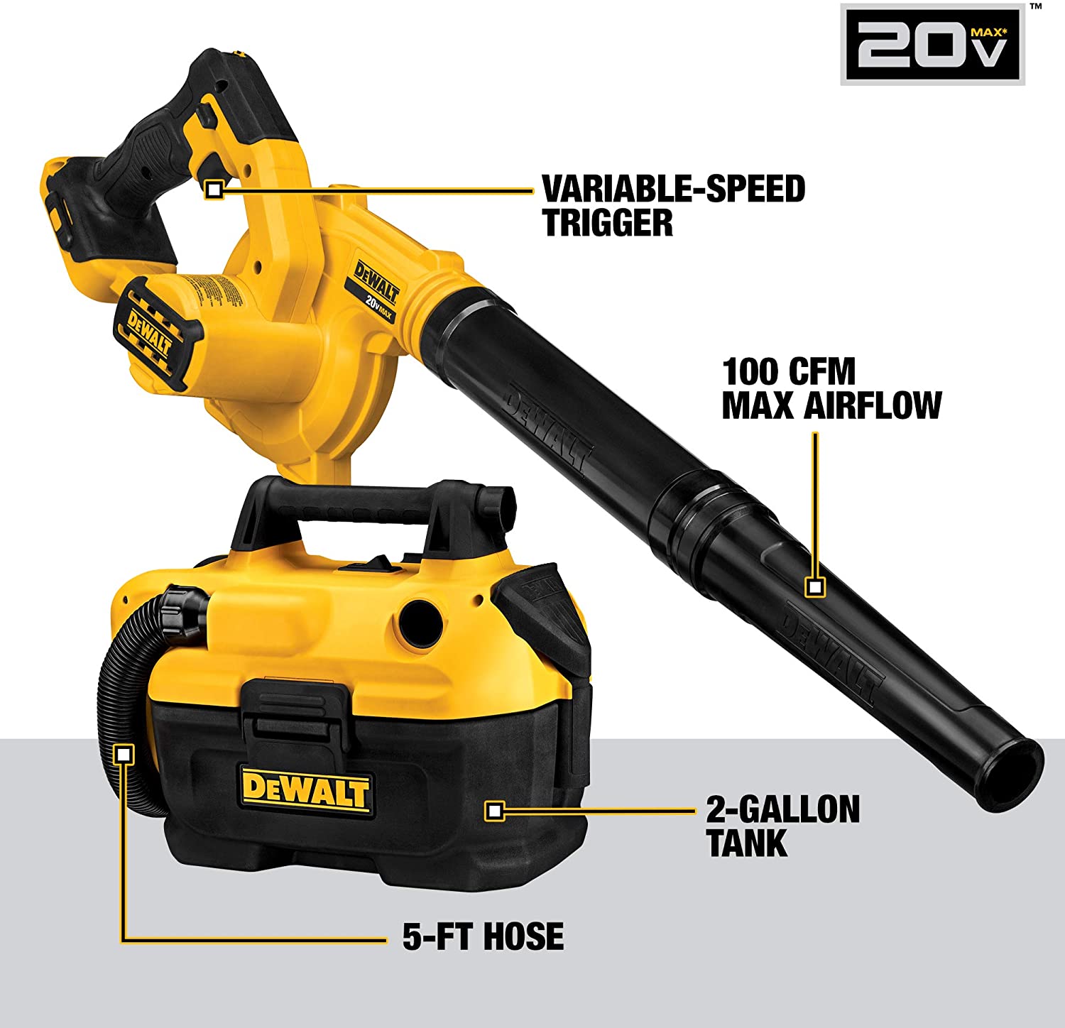 Conjunto de Furadeira/Parafusadeira sem Fio DEWALT 20V Max, 10 Ferramentas (DCK1020D2)