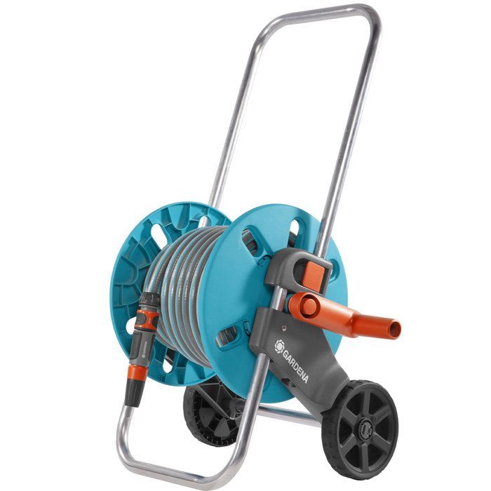 GARDENA CleverRoll hose reel on wheels, size S - 20m hose (13mm diameter) and spray nozzle - 5-year warranty